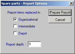spare parts - report options