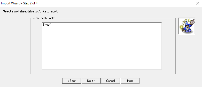 Import Wizard step 2 Excel